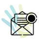 Icono de un sobre con un circulo representando el email.