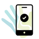 Icono de un teléfono móvil con un signo de verificación.